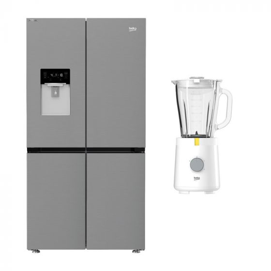Beko No Frost Side By Side Refrigerator, 624 Liters, Titanium Inox - GNE134626ZXH, with Blender, 1.5 Liters, 600 Watt - TBN 62608 W