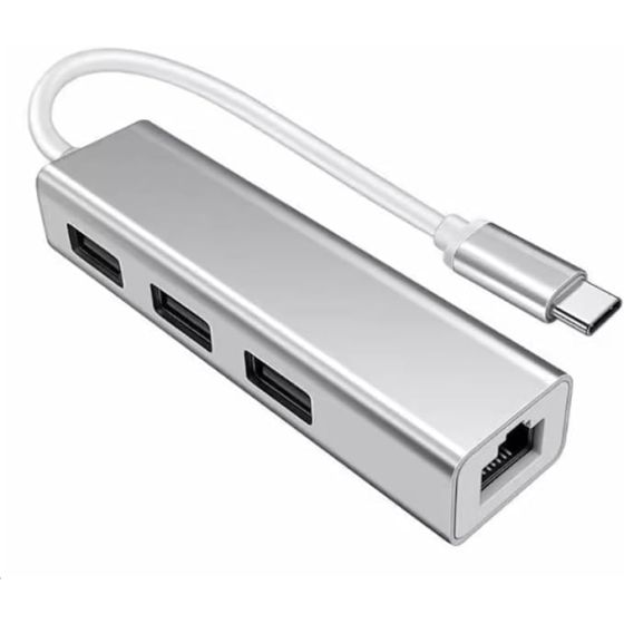 موزع 4 في 1، بمنفذ USB-C، فضي- Q82S