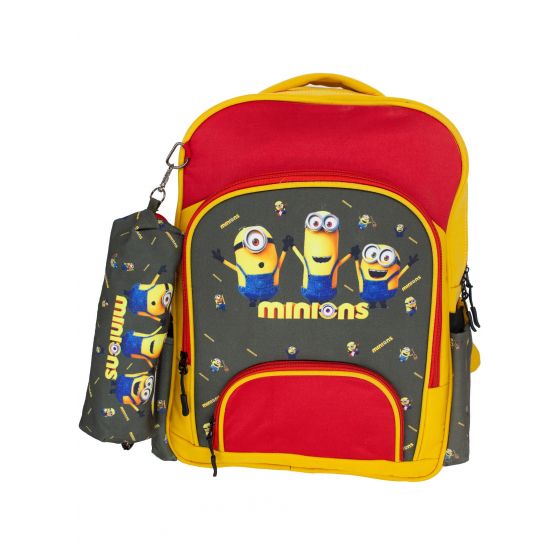 Gharibo Bags School Backpack With Pencil Case For Girls, Minions Pattern - Multi Color