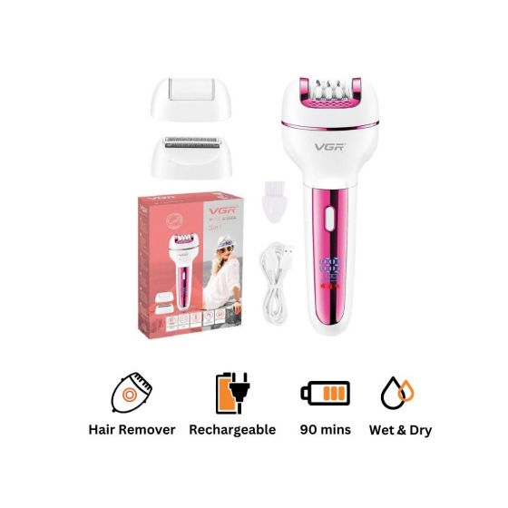 VGR Hair Remover, Wet and Dry, White and Pink - V-732