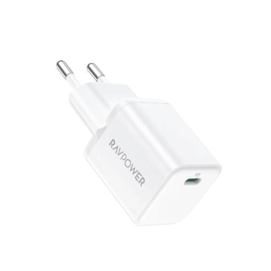 شاحن USB-C راف باور، 20 وات، ابيض - RP-PC167
