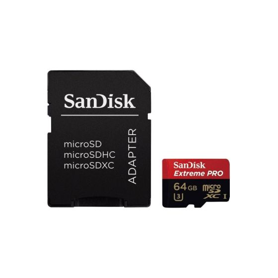 SanDisk Extreme Pro Micro SDXC Memory Card and Adapter, 64GB - SDSQXCY-064G-GN6MA