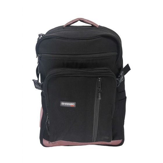 Gharibo Bags School Backpack for Kids, Semi Solid Pattern - Black
