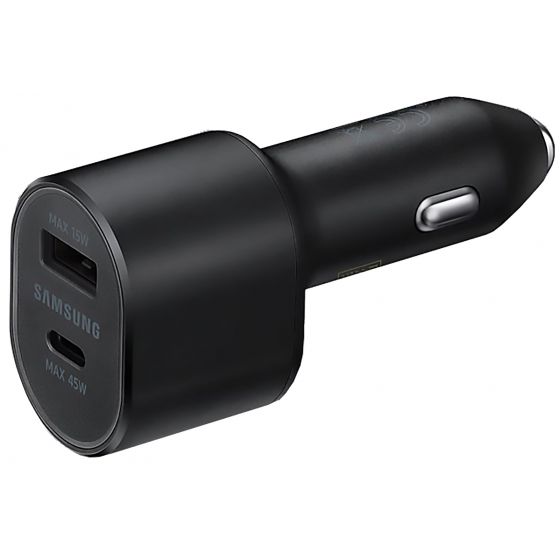 SAMSUNG Super Fast Dual Car Charger EP-L5300XBEGWW (45W+15W) Two Ports with cable type c 5A Unpacking- Black