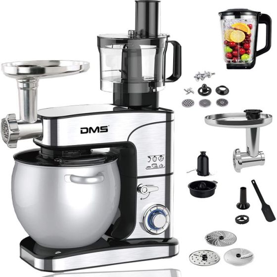 DMS 5 in 1 Food Processor with Attachments, 2500W, 12 Liters, Stainless Steel - kmfb-2512