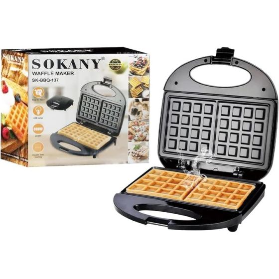 ماكينة وافل سوكاني، 800 وات، اسود - SK-BBQ-137