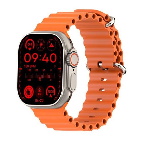 T900 Ultra 2 Smart Watch - Silver Case and Orange Strap