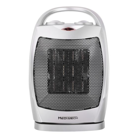 MediaTech Electric Ceramic Heater, 1500 Watt, Silver and Black - MT-CH003