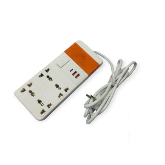 مشترك كهرباء المغربي، 4 منافذ، 3 منافذ USB، قدرة 2500 وات - ابيض 