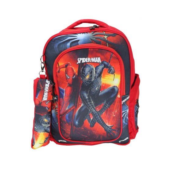 Gharibo Bags School Backpack With Pencil Case For Boys, Spiderman Pattern - Red