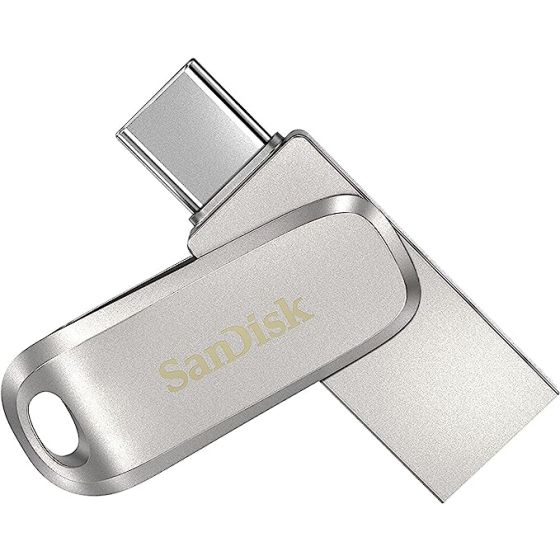 فلاش درايف USB فئة C سانديسك الترا دوال درايف لوكس، سعة 512 جيجا، فضي - SDDDC4-512G-G46