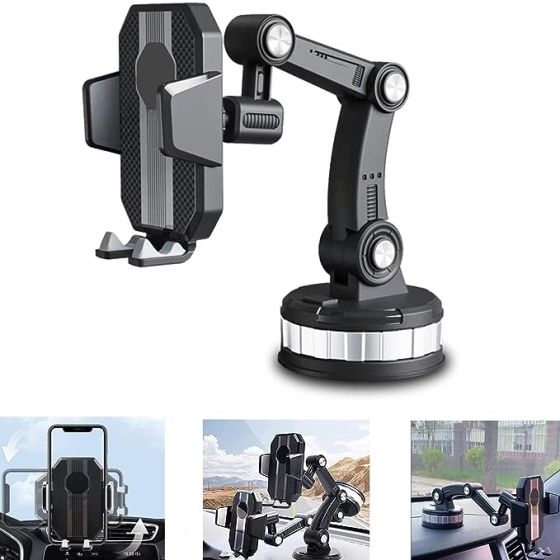 CARPDR Car Phone Holder Mount, Universal Strong Suction Cup Phone Holder, Upgraded One-Button Pop-up iPhone Smartphone Cell Phone Stand, Heavy Duty Phone Holder for Dashboard/Windshield/Window