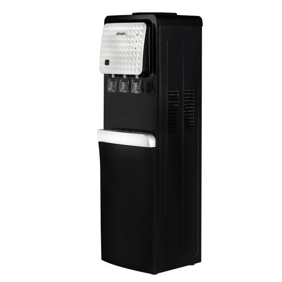 Dream Hot, Cold and Normal Water Dispenser with Fridge, 3 Taps - Black