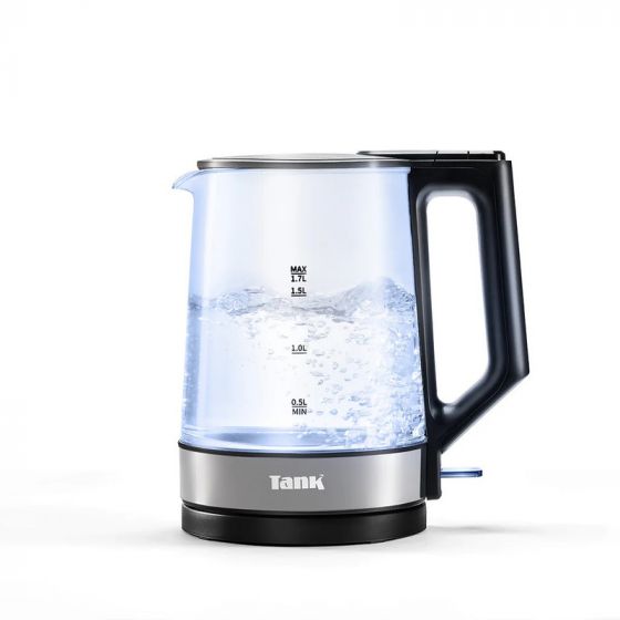 Tank Glass Electric Kettle, 1.7 Liters, 1850 Watt, Transparent and Black - KG-2318