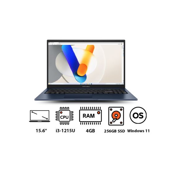 لاب توب اسوس فيفو بوك 15 X1504ZA-NJ003W، شاشة 15.6 بوصة، انتل كور i3-1215U، هارد 256 جيجا SSD، رام 4 جيجا، كارت شاشة انتل UHD جرافيكس، ويندوز 11 - ازرق