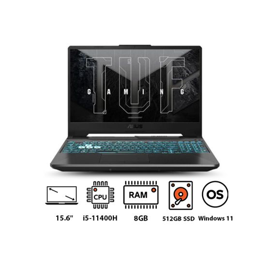 Asus TUF FX506HF-HN001W Laptop, Intel Core i5-11400H, 15.6 Inch FHD, 144Hz, 512GB SSD, 8GB RAM, 4GB Nvidia RTX2050, Windows 11 - Black
