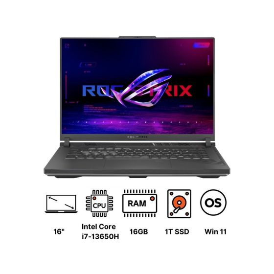 Asus ROG Strix G16 2023 G614 G614JV-N3487W Laptop, Intel Core i7-13650H, 1TB SSD, 16GB RAM, 16 Inch FHD Plus 165Hz Display, NVIDIA GeForce RTX 4060 8GB GDDR6, Windows 11- Eclipse Gray, with Laptop Bag