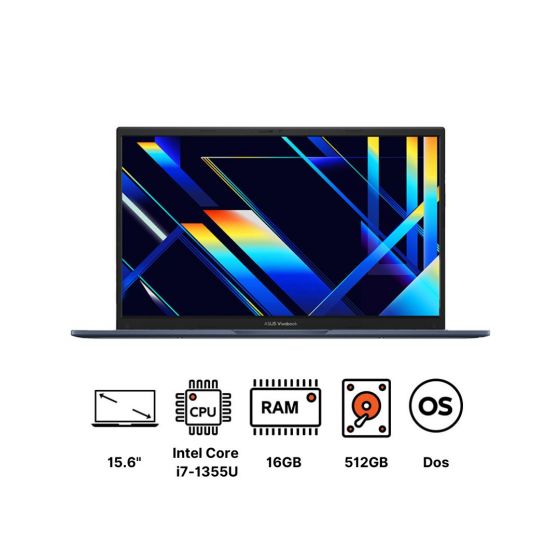  Asus Vivobook 15 X1504VA-NJ1007 Laptop, Intel Core i7-1355U, 512GB SSD, 16GB RAM, 15.6 Inch FHD 60Hz Display, Intel Iris Xe, Dos- Quiet Blue