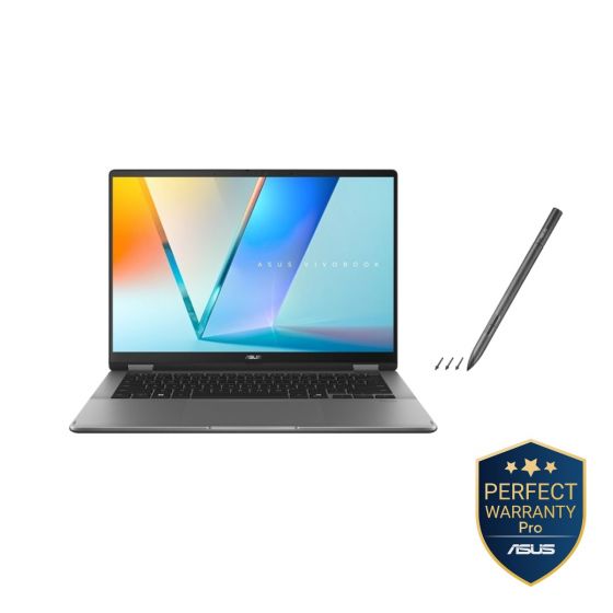 ASUS Vivobook 14 Flip TP3407SA-QL039W Laptop, Intel Ultra 7 256V, 512GB SSD, 16GB RAM, 14 Inch, WUXGA, OLED, 60Hz, Intel Arc Graphics, Windows 11 - Matte Grey with ASUS Pen 2.0 SA203H