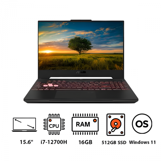 Asus TUF FX507ZU4-LP007W Laptop, Intel Core i7-12700H, 15.6 Inch FHD, 512GB SSD, 16GB RAM, 6GB Nvidia RTX4050 Graphics, Windows 11 - Grey