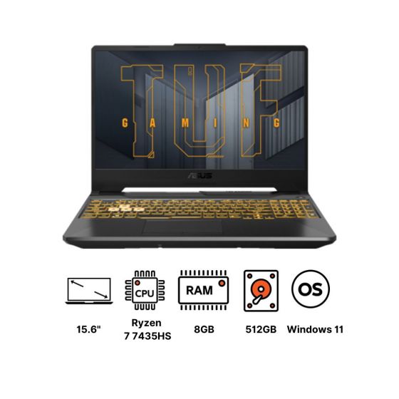 Asus TUF Gaming A15 Laptop, AMD Ryzen 7 7435HS, 512GB SSD, 8GB RAM, 15.6 Inch FHD 144Hz Display, NVIDIA GeForce RTX 2050 4GB GDDR6, Windows 11- Graphite Black