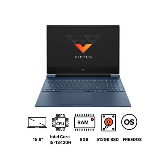 لاب توب اتش بي فيكتس 15-fa1051ne 803G5EA، انتل كور  I5-13420H، هارد SSD NVME سعة 512 جيجا، 8 جيجا رام، شاشة بدقة FHD سعة 15.6 بوصة، كارت شاشة نفيديا جي فورس RTX 2050 سعة 4  جيجا، فري دوس - ازرق