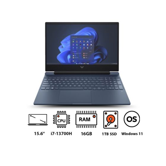 لاب توب اتش بي فيكتوس 15-fa1000ne 7Q7B9EA جيمنج، شاشة 15.6 بوصة FHD IPS معدل تحديث 144 هرتز، انتل كور i7-13700H، هارد 1 تيرا SSD، رام 16 جيجا، كارت شاشة انفيديا جي فورس RTX 4050 سعة 6 جيجا، ويندوز 11 - ازرق