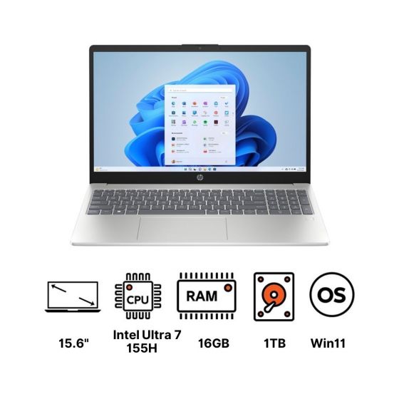 لاب توب اتش بي 15-fd1025ne - C0QT3EA، انتل الترا 7 155H، هارد 1 تيرا SSD، رام 16 جيجا، شاشة IPS مقاس 15.6 بوصة، بدقة FHD، كارت شاشة انتل ارك جرافيكس، ويندوز 11 - فضي ناتشورال