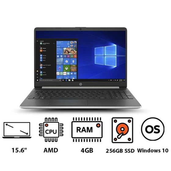 HP 15S-EQ1001 Laptop, AMD Ryzen R3-3250U, 15.6 Inch HD, 256GB SSD, 4GB RAM, AMD Radeon Graphics, Windows 10 - Jet Black