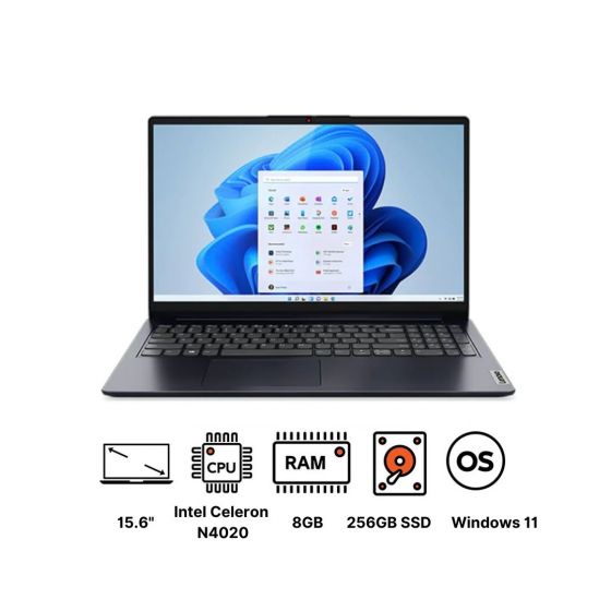 Lenovo Ideapad 1 Laptop, Intel Celeron N4020, 15.6 Inch FHD, 256GB SSD, 8GB RAM, Intel HD Graphics, Windows 11 - Blue