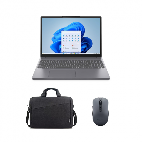 لاب توب لينوفو ايديا باد سليم 3 15IRH10 83K100FMED، انتل كور i5-13420H، هارد SSD سعة 512 جيجا، رام 16 جيجا، شاشة 15.3 بوصة، IPS، دقة WUXGA، بمعدل تحديث 60 هرتز، كارت شاشة انتل UHD جرافيكس، ويندوز 11 - رمادي لونا مع ماوس بلوتوث لينوفو WL310 وحقيبة لابT210 