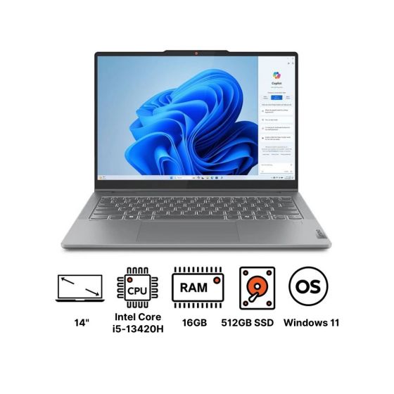 Lenovo IdeaPad 5 14IRH9 83KX0044ED Laptop, Intel Core i5-13420H, 512GB SSD, 16GB RAM, 14 Inch, WUXGA, IPS, 60Hz, Intel UHD Graphics, Windows 11 - Luna Grey with Lenovo Digital Pen 2