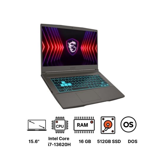 MSI Thin 15 B13UCX Gaming Laptop, Intel Core i7-13620H, 512GB SSD, 16GB RAM, 15.6 Inch, FHD, 144Hz, NVIDIA GeForce RTX 2050 4GB GDDR6, DOS - Cosmos Gray
