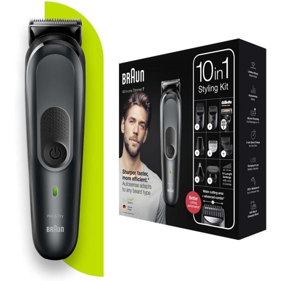 Braun 10 In 1 Styling Kit Trimmer, Wet and Dry, Black - MGK7331