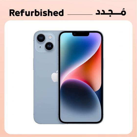 ابل ايفون 14 مجدد، سعة 128 جيجا، 6 جيجا رام، شبكة 5G، أزرق - فئة ذهبي - ضمان 12 شهر
