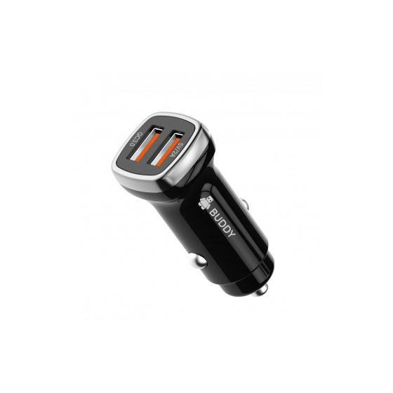 شاحن سيارة بادي، 2 منفذ USB فئة A، قدرة 28 وات، اسود - BU-A16