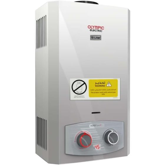 Olympic Electric HeroFlow Gas Water Heater, 10 Liters - Silver
