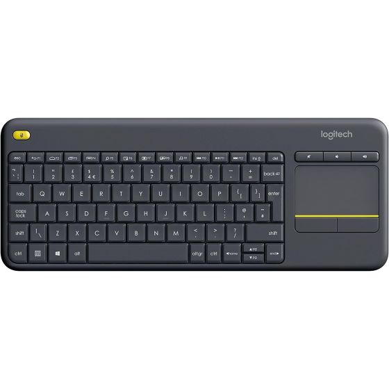 كيبورد لوجيتك بلس لاسلكية تعمل باللمس، رمادي داكن- K400