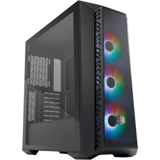 كيسة ميد تاور كولر ماستر ماستربوكس 520 بتصميم شبكي وإضاءة ARGB، اسود -MB520-KGNN-S00
