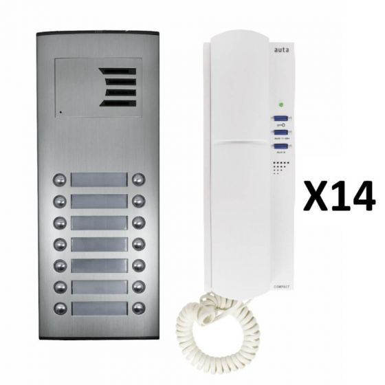 Auta Outdoor Intercom, 14 Lines, Silver and White - 749714