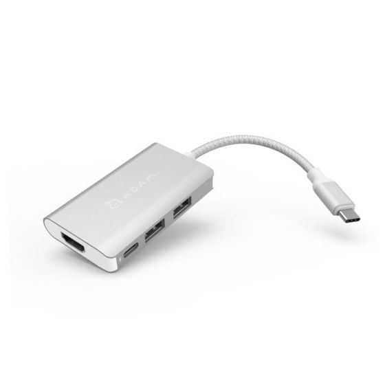 Adam Elements Casa A01 4 In 1 USB-C Hub Reader Adapter, 60 Watt - Silver