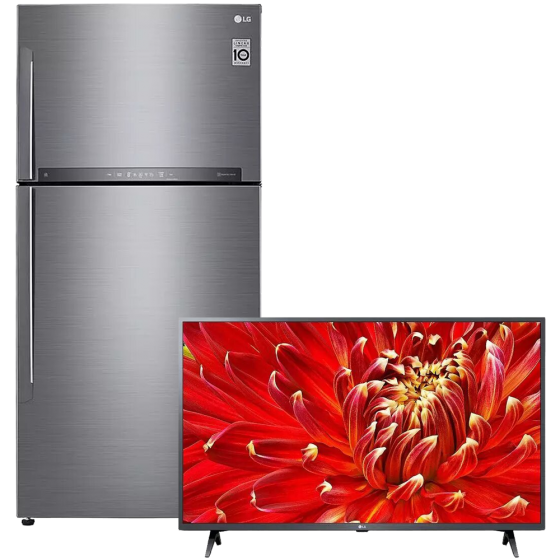 LG Refrigerator, 592 Liters-GR-H822HLHU, With LG 43 Inch FHD Smart LED TV- 43LM6300PVB