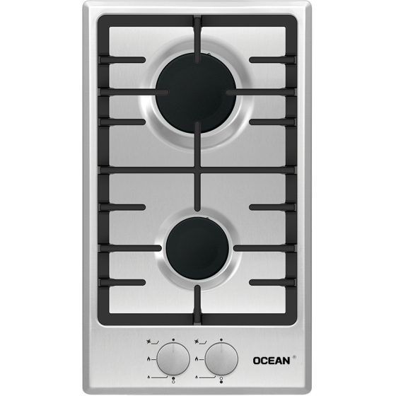 Ocean Gas Domino Hob, 30cm, 2 Burners, Stainless Steel - OGHF32IPROSV