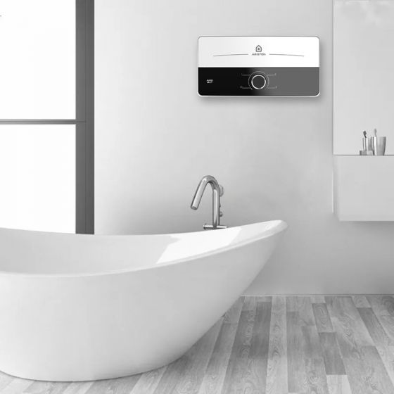 Ariston Aures Slim Multi Instant Water Heater, 9.5 kW, Black and White ...