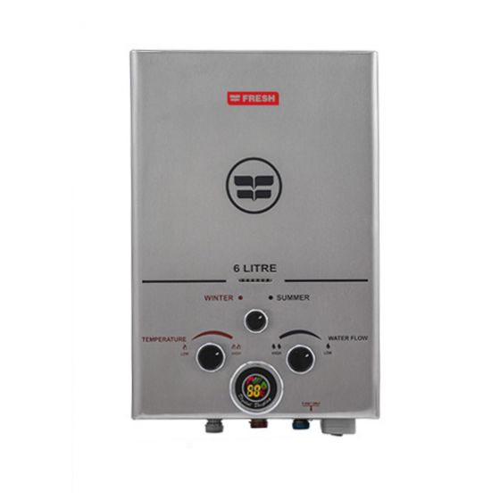 Fresh Gas Water Heater, 6 Liters, Stainless Steel