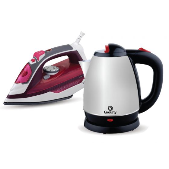 Set of Grouhy Steam Iron and Electric Kettle