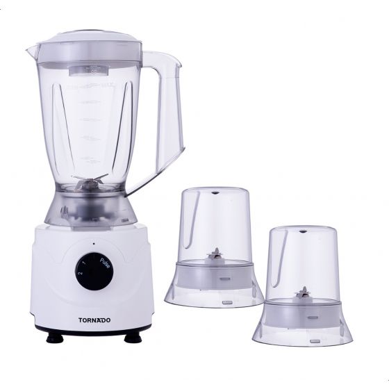 خلاط تورنيدو مع 2 مطحنة، 400 وات، ابيض- BL400/2