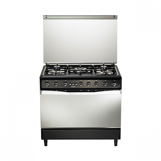 Universal Freestanding Diamond Gas Cooker, 5 Burners, Black, 90 cm - D9605-21