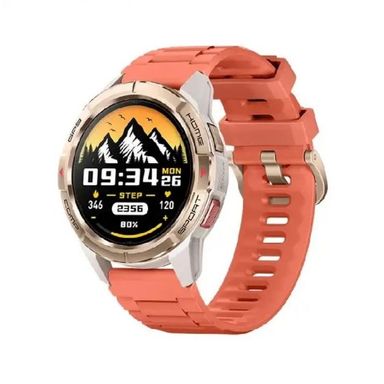 Mibro GS Active Smart Watch, 1.3 Inch - Gold Case and Orange Strap