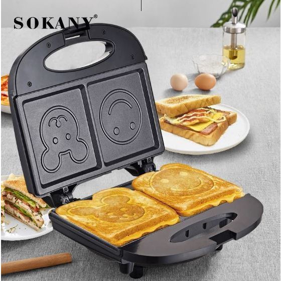 Sokany Electric Waffle Maker, 750 Watt, Black - SK-122
